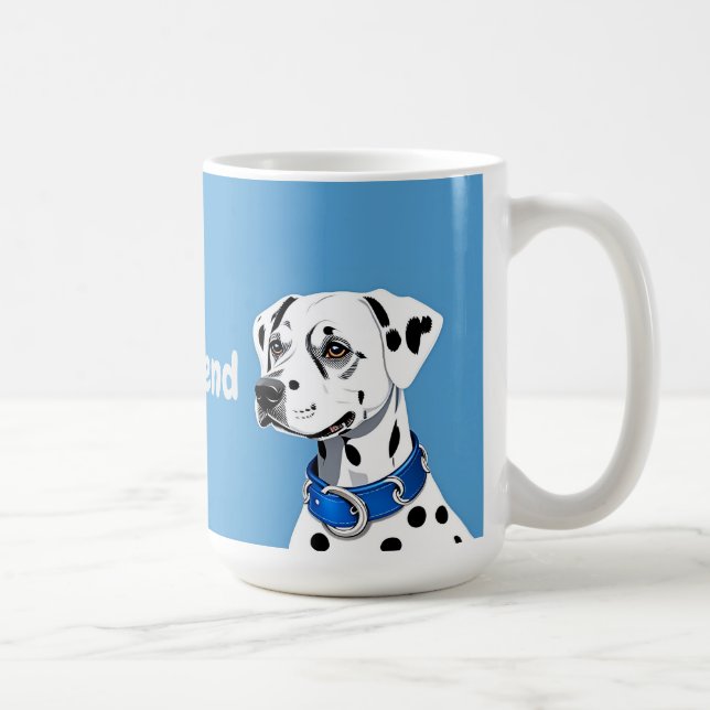 Caneca De Café Retrato De Cão Dalmático Com Colar Azul (Direita)