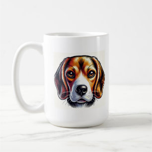 Caneca De Café Retrato de Cão-de-Beagle Cute com Cores Vibrantes