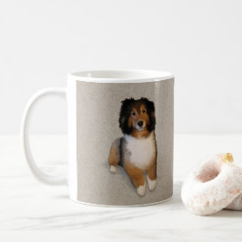Caneca De Café retrato de cão mestiço de Sheltie