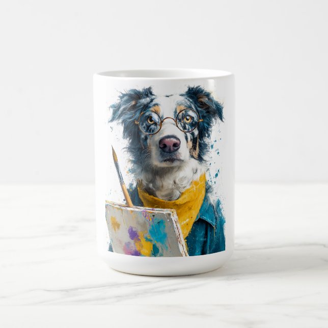 Caneca De Café Retrato de Cão Pintor Artístico (Centro)