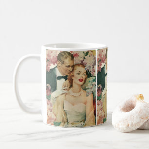 Caneca De Café Retrato de casamento vintage, noiva e noivo retrô