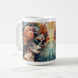 Caneca De Café Retrato de Catrina em Aquarela do Día de los Muert
