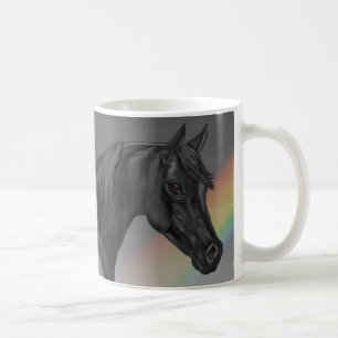 Caneca De Café Retrato de Cavalo Árabe Preto Equestre Elegante