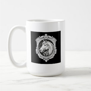 Caneca De Café Retrato de Cavalo em Ouro Vintage Arte Ornamentada