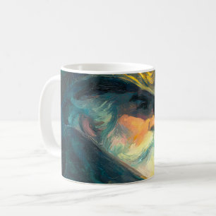 Caneca De Café Retrato de Homem Velho de Inverno Vintage