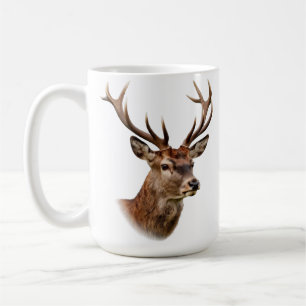 Caneca De Café Retrato de Majestoso Veado com Grandes Chifres