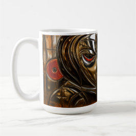 Caneca De Café Retrato de Metal Dourado e Ferrugem