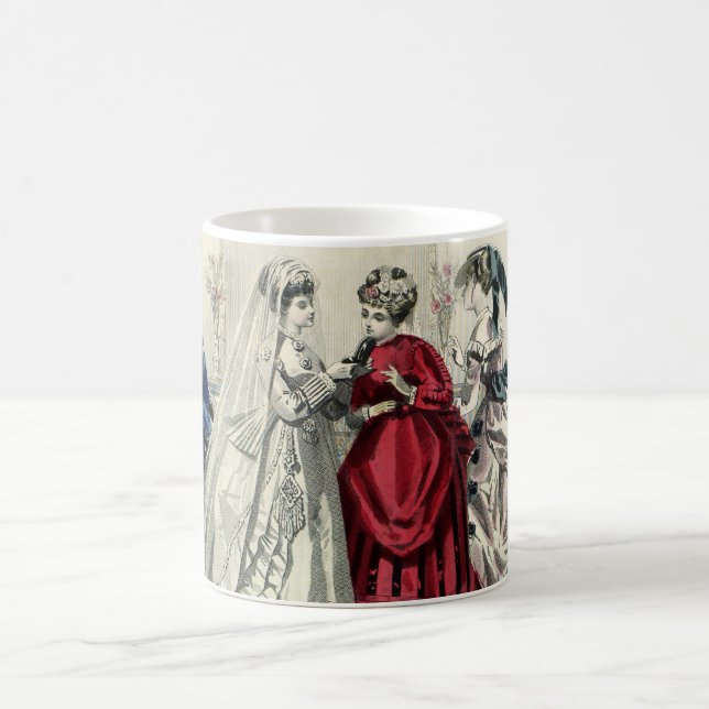 Caneca De Café Retrato de Noiva de Casamento de Festa Vitoriana A (Centro)