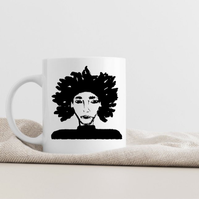 Caneca De Café Retrato de personagem digital do homem com dreads (Criador carregado)