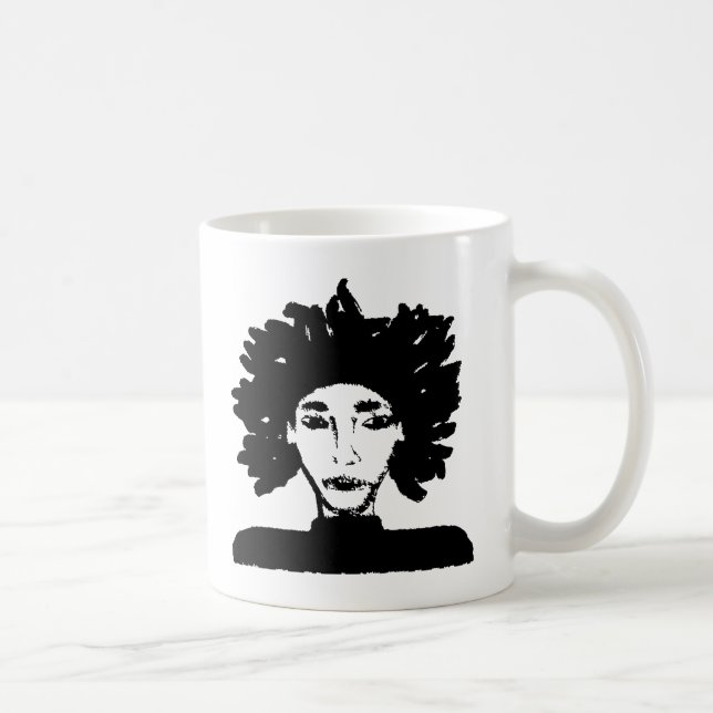 Caneca De Café Retrato de personagem digital do homem com dreads (Direita)