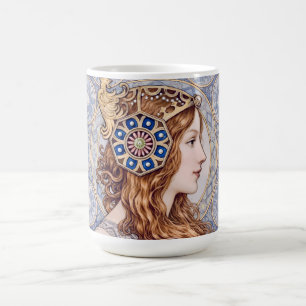 Caneca De Café Retrato de Rainha Art Nouveau