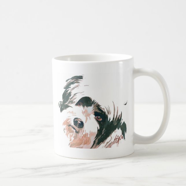 Caneca De Café Retrato de Terrier tibetano (Direita)