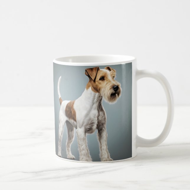 Caneca De Café Retrato De Um Cabelo De Fio De Fox Terrier (Direita)