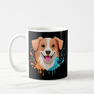 Caneca De Café Retrato de um cãozinho fofo com cores fluidas a es