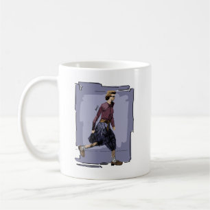 Caneca De Café Retrato de uma Mulher Fashionista Caminhando no Me