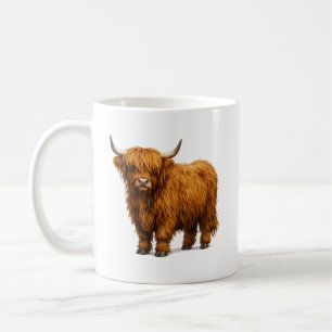 Caneca De Café Retrato de Vaca Highland Desgrenhada