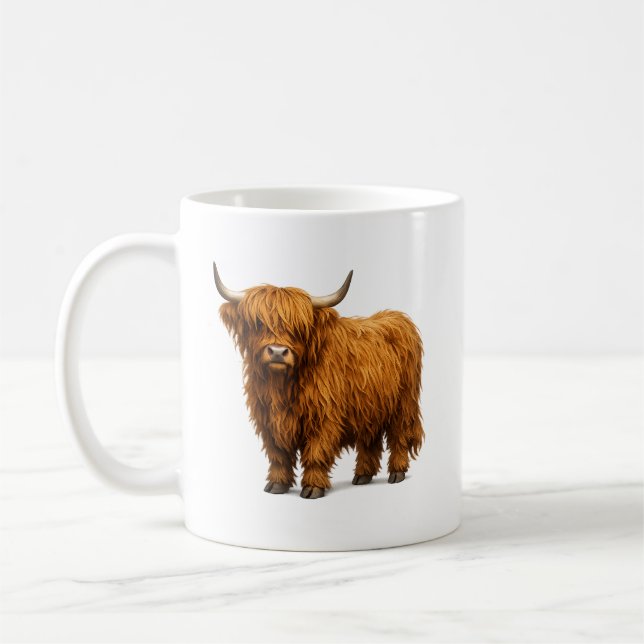 Caneca De Café Retrato de Vaca Highland Desgrenhada (Esquerda)