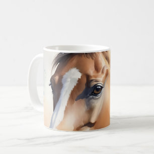 Caneca De Café Retrato Delicado de Cavalo em Aquarela com Pastéis
