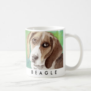 Caneca De Café Retrato do Beagle com aquarela