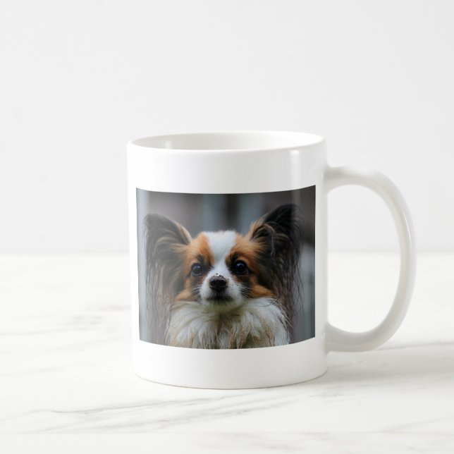 Caneca De Café Retrato do cão purebred Papillon (Direita)