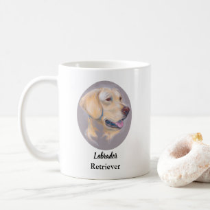 Caneca De Café Retrato do Retriever Labrador Amarelo Personalizad