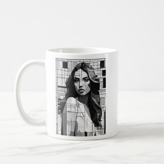 Caneca De Café Retrato d'une femme Amazon de la mode en noir (Esquerda)
