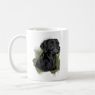 Caneca De Café Retrato em aquarela de cão Labrador Retriever pret