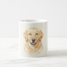 Caneca De Café Retrato em Aquarela de Golden Retriever