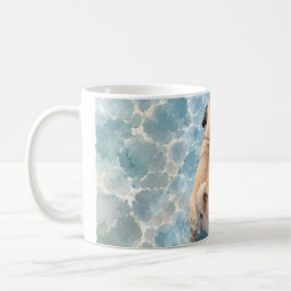 Caneca De Café Retrato em Aquarela de Pug Fofo
