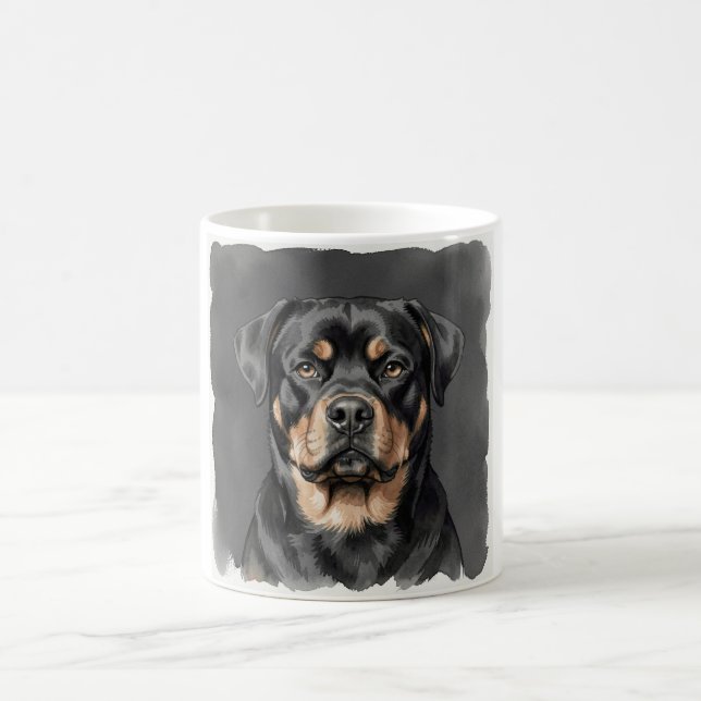 Caneca De Café Retrato em Aquarela de Rottweiler (Centro)