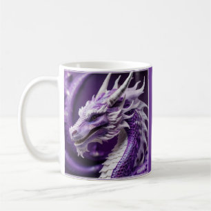 Caneca De Café Retrato Fantástico De Um Dragão Roxo E Branco