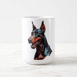 Caneca De Café Retrato Feroz de Doberman Cachorro Agressivo prese