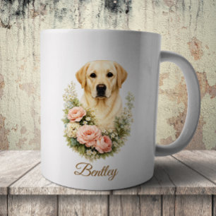 Caneca De Café Retrato Floral de Labrador