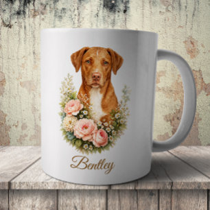 Caneca De Café Retrato Floral de Vizsla