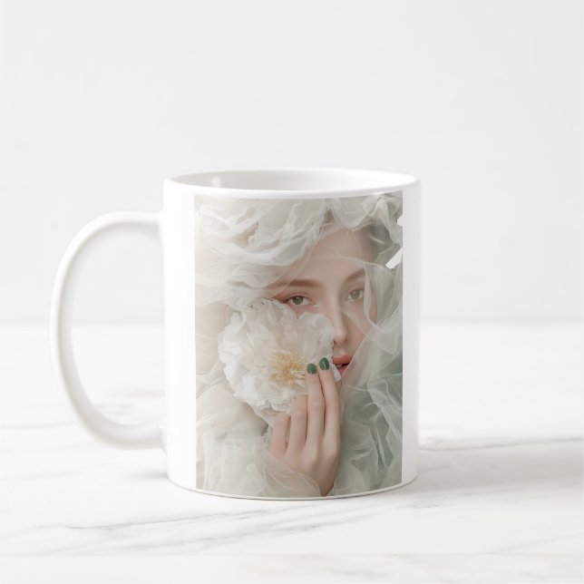 Caneca De Café Retrato Floral Elegante (Esquerda)