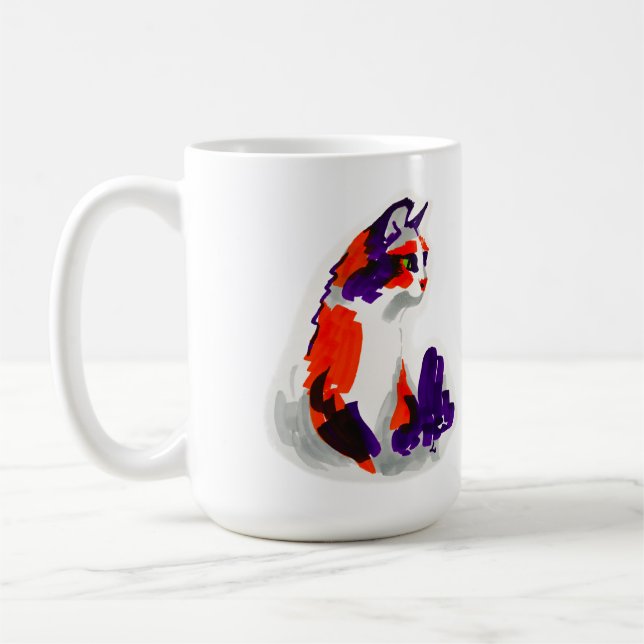 Caneca De Café Retrato Gato - Arte Gráfica Negrito Laranja e Viol (Esquerda)