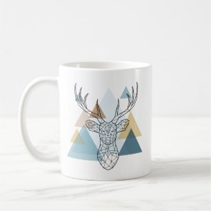Caneca De Café Retrato geométrico dos cervos