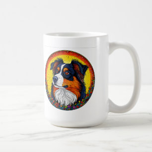 Caneca De Café Retrato Ilustrado Vibrante de um Cachorro