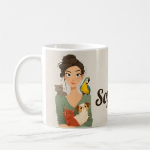 Caneca De Café Retrato Louco de Pet Lover