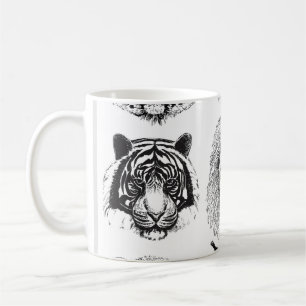 Caneca De Café Retratos De Animais Desenhados À Mão