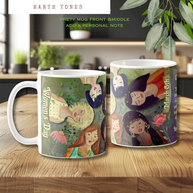 Caneca De Café Retratos femininos do Dia Internacional da Mulher (International Women's Day Woman Portraits Coffee Mug)