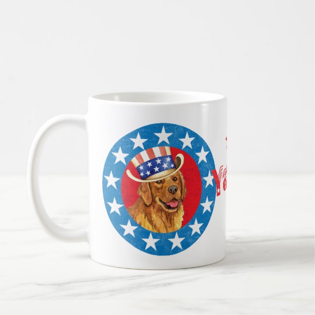 Caneca De Café Retriever de Ouro Patriótico (Esquerda)