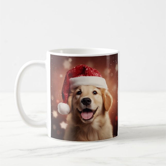 Caneca De Café Retriever de ouros em Santa Hat (Esquerda)