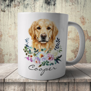 Caneca De Café Retriever Golden em Aquarela