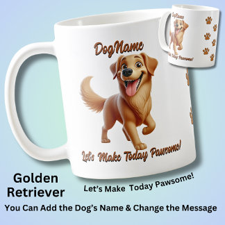 Caneca De Café Retriever ouro, Adicionar Nome do Cachorro, Altera