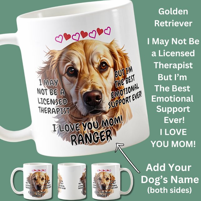 Caneca De Café Retriever ouro, Adicionar Nome do Cachorro, Altera (Criador carregado)