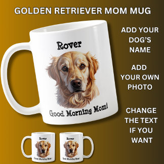 Caneca De Café Retriever ouro, Adicionar nome do cão, Alterar fot