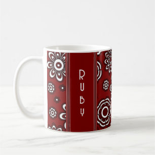 Caneca De Café Retro 1970 Flor Vermelha