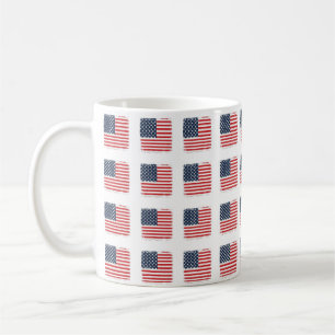 Caneca De Café Retro 4 de Julho Xadrez Estrela Patriótica Listras