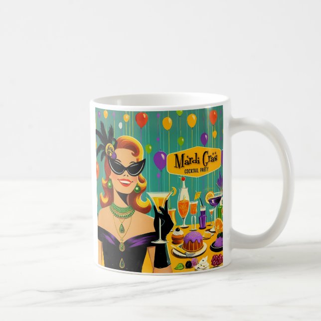 Caneca De Café Retro 50s Mardi Gras Cocktail Party (Direita)